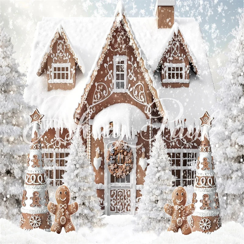 Kate Winter Weihnachten Lebkuchenhaus Backen Kekse Hintergrund von Ashley Paul - Kate Backdrop.de