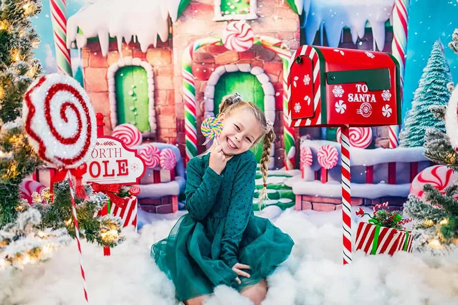 Kate Weihnachten Winter Zuckerhaus Fleece Hintergrund Entworfen von Emetselch - Kate Backdrop.de