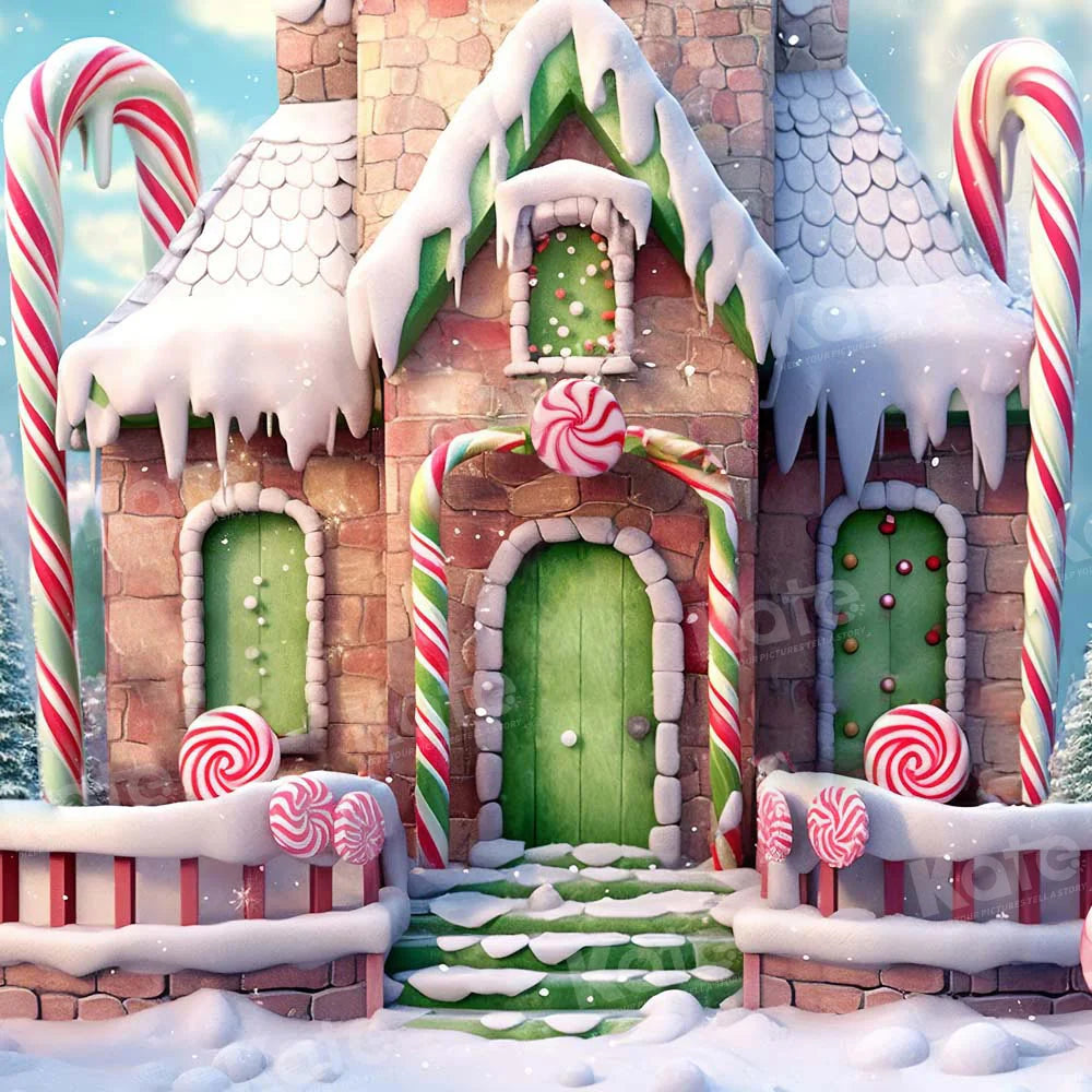 Kate Weihnachten Winter Süßigkeiten Haus Hintergrund von Emetselch