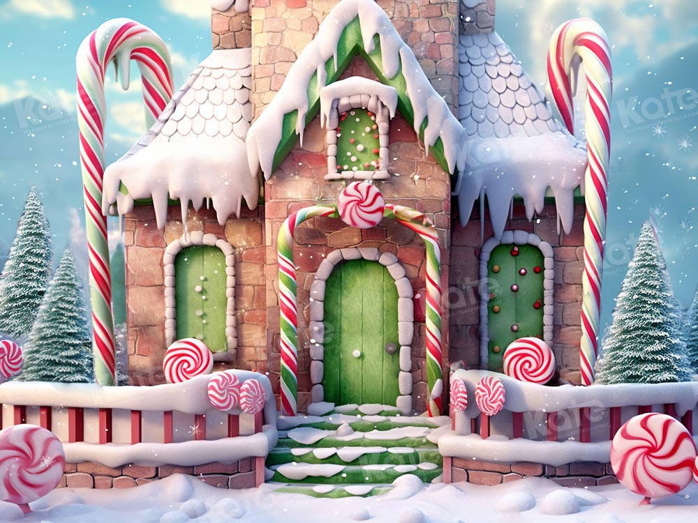Kate Weihnachten Winter Zuckerhaus Fleece Hintergrund Entworfen von Emetselch - Kate Backdrop.de