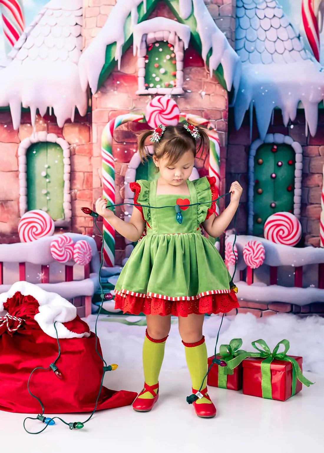 Kate Weihnachten Winter Süßigkeiten Haus Hintergrund von Emetselch