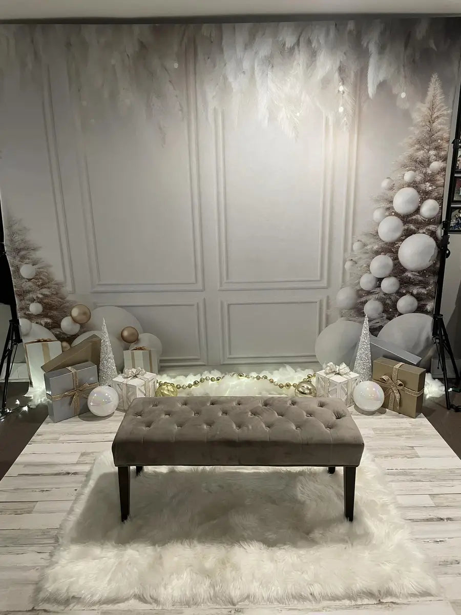 Kate Weihnachten Weiße Wand Federn & Gold Hintergrund Von Lidia Redekopp