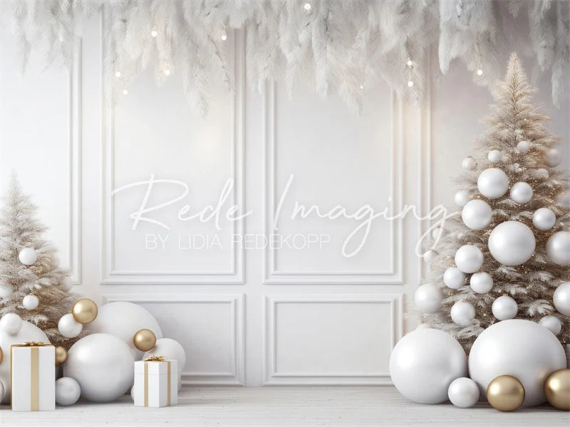 Kate Weihnachten Weiße Wand Federn & Gold Hintergrund Von Lidia Redekopp