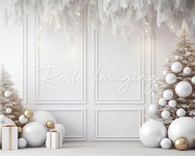 Kate Weihnachten Weiße Wand Federn & Gold Hintergrund Von Lidia Redekopp