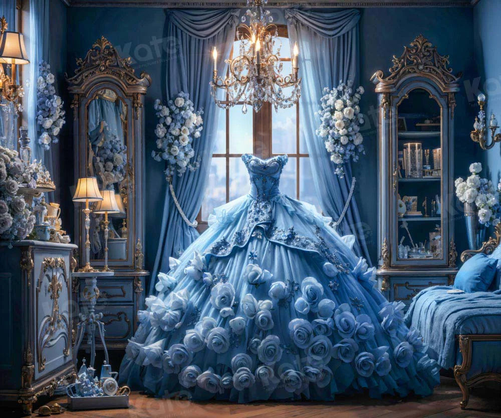 Kate Blaues Kleid Schlafzimmer Hintergrund Blume von GQ - Kate Backdrop.de