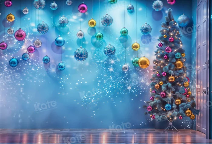 Kate Glänzender Weihnachten Blauer Hintergrund für Fotografie