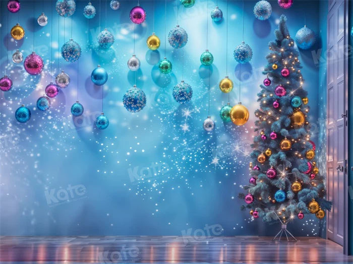 Kate Glänzender Weihnachten Blauer Hintergrund für Fotografie - Kate Backdrop.de
