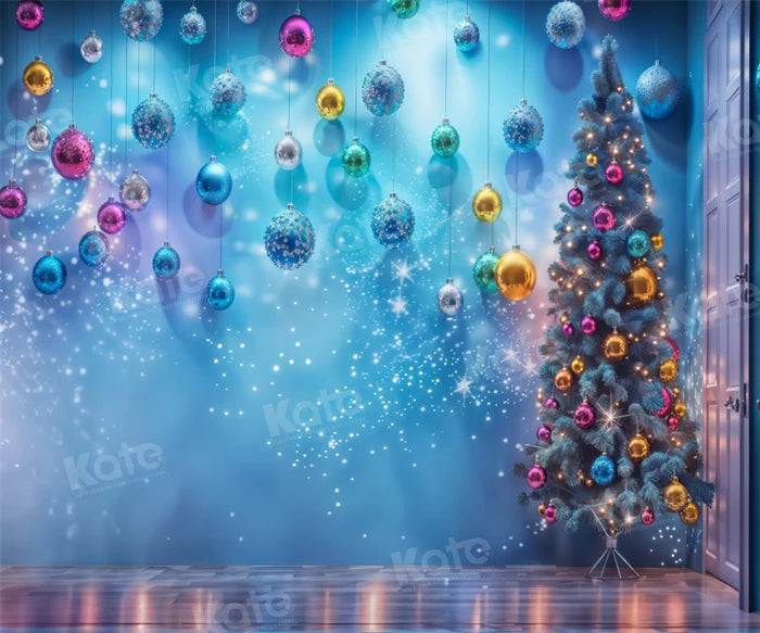 Kate Glänzender Weihnachten Blauer Hintergrund für Fotografie