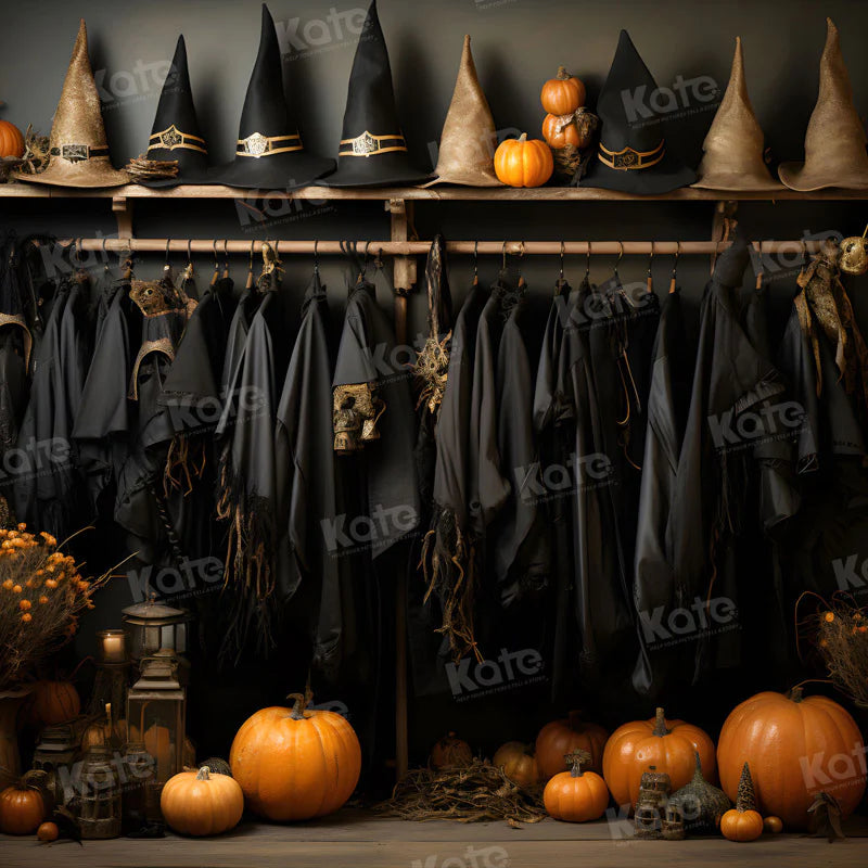 Kate Halloween Wizard Black Robe Closet Hintergrund für Fotografie - Kate Backdrop.de