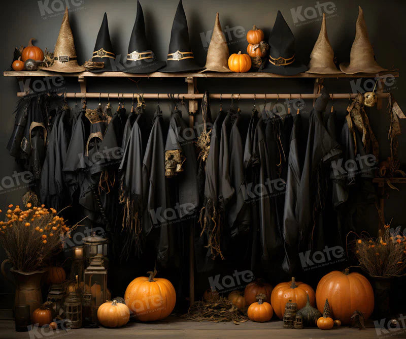 Kate Halloween Wizard Black Robe Closet Hintergrund für Fotografie - Kate Backdrop.de