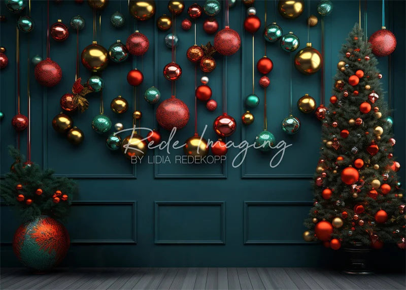 Kate Bunte Weihnachtskugel Dekoration Hintergrund Von Lidia Redekopp - Kate Backdrop.de