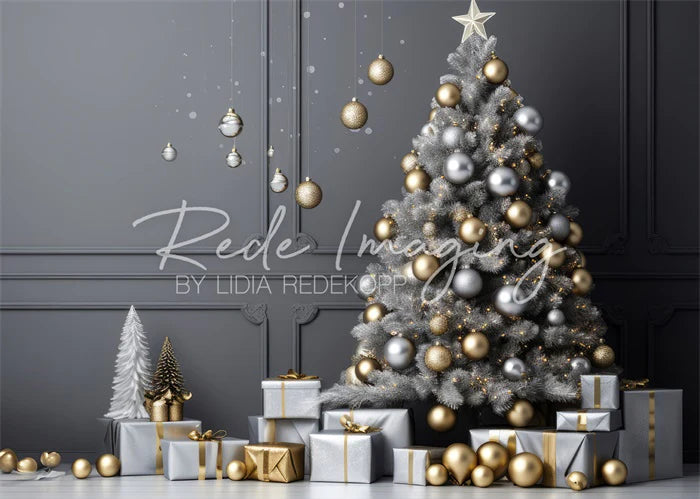Kate Silber & Gold Weihnachten Hintergrund Von Lidia Redekopp - Kate Backdrop.de