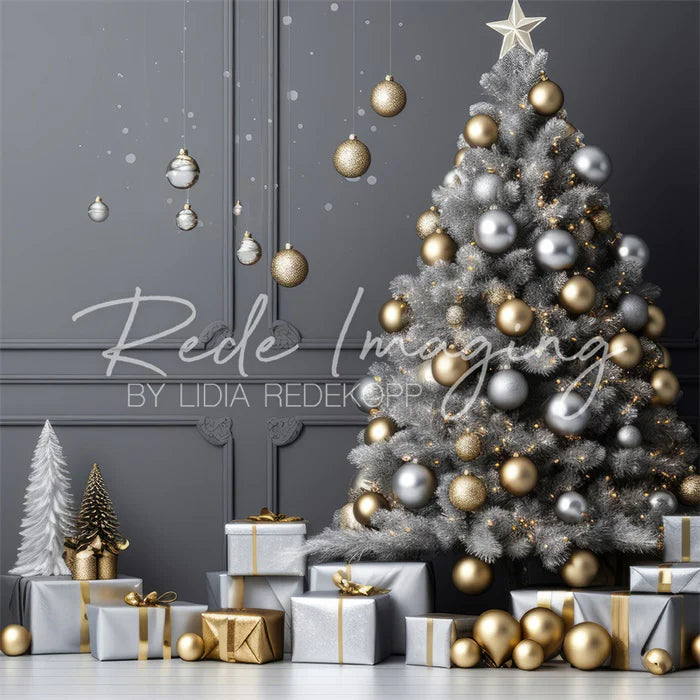 Kate Silber & Gold Weihnachten Hintergrund Von Lidia Redekopp - Kate Backdrop.de