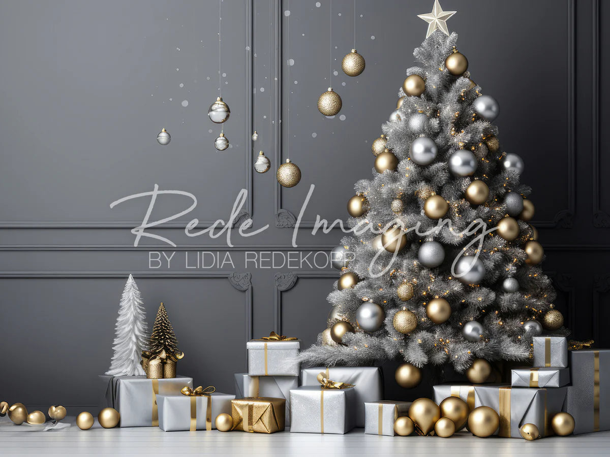 Kate Silber & Gold Weihnachten Hintergrund Von Lidia Redekopp - Kate Backdrop.de