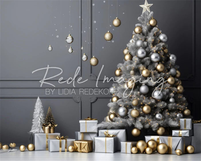 Kate Silber & Gold Weihnachten Hintergrund Von Lidia Redekopp - Kate Backdrop.de