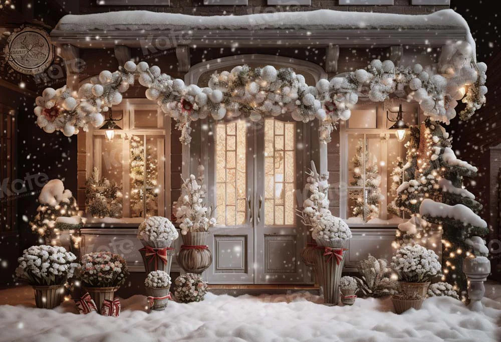 Kate Winter Weihnachten Haus Schnee Licht Hintergrund von Emetselch