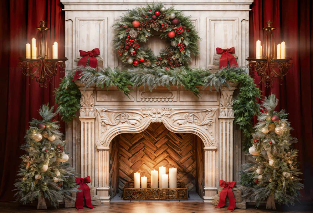 Kate Weihnachten Kamin Rot Hintergrund von Emetselch - Kate Backdrop.de