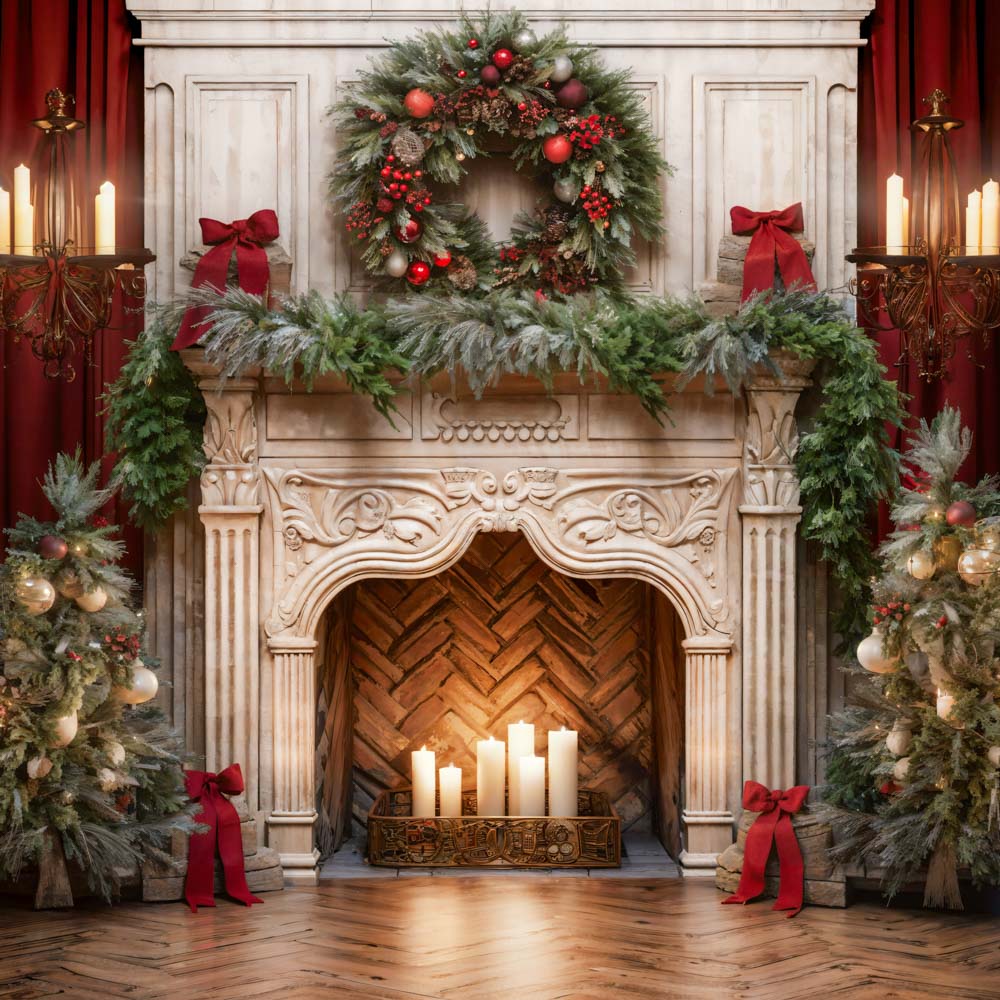 Kate Weihnachten Kamin Rot Hintergrund von Emetselch - Kate Backdrop.de