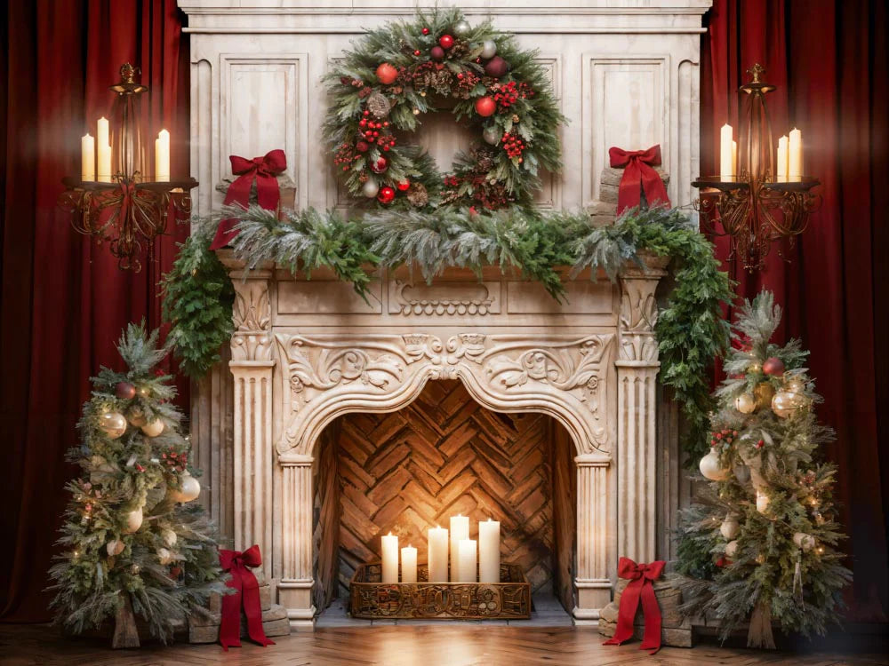 Kate Weihnachten Kamin Rot Hintergrund von Emetselch - Kate Backdrop.de