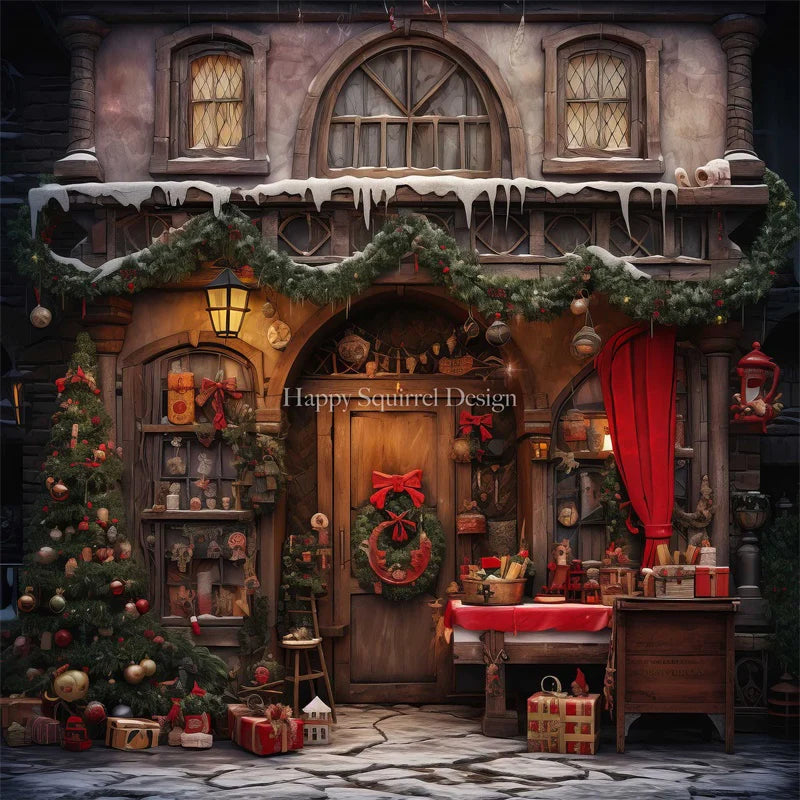Kate Weihnachten- Geschenke an der Tür Hintergrund von Happy Squirrel - Kate Backdrop.de
