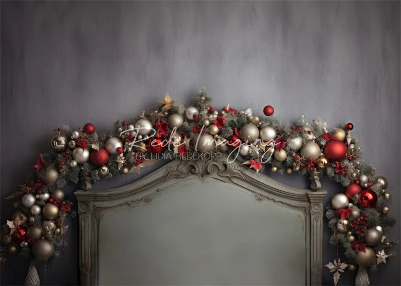 Kate Gold & Rote Kugeln Weihnachten Kopfteil Hintergrund Von Lidia Redekopp - Kate Backdrop.de