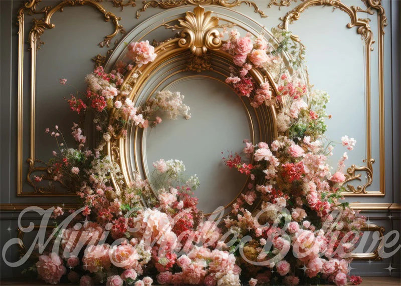 Kate Geschlecht Reveal Geburtstag Torte Smash Floral Frame Rosa Hintergrund von Mini MakeBelieve - Kate Backdrop.de