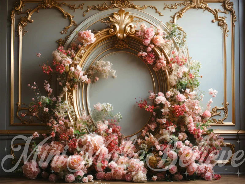 Kate Geschlecht Reveal Geburtstag Torte Smash Floral Frame Rosa Hintergrund von Mini MakeBelieve - Kate Backdrop.de