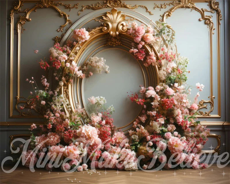 Kate Geschlecht Reveal Geburtstag Torte Smash Floral Frame Rosa Hintergrund von Mini MakeBelieve - Kate Backdrop.de