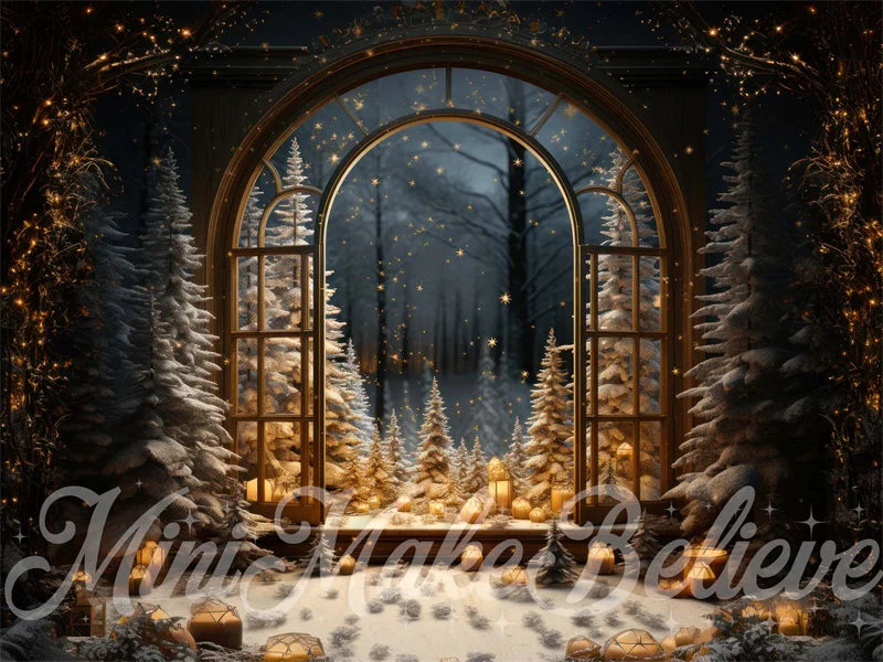 Kate Winter-Weihnachten-Fenster-Schnee-Nacht- Hintergrund von Mini MakeBelieve