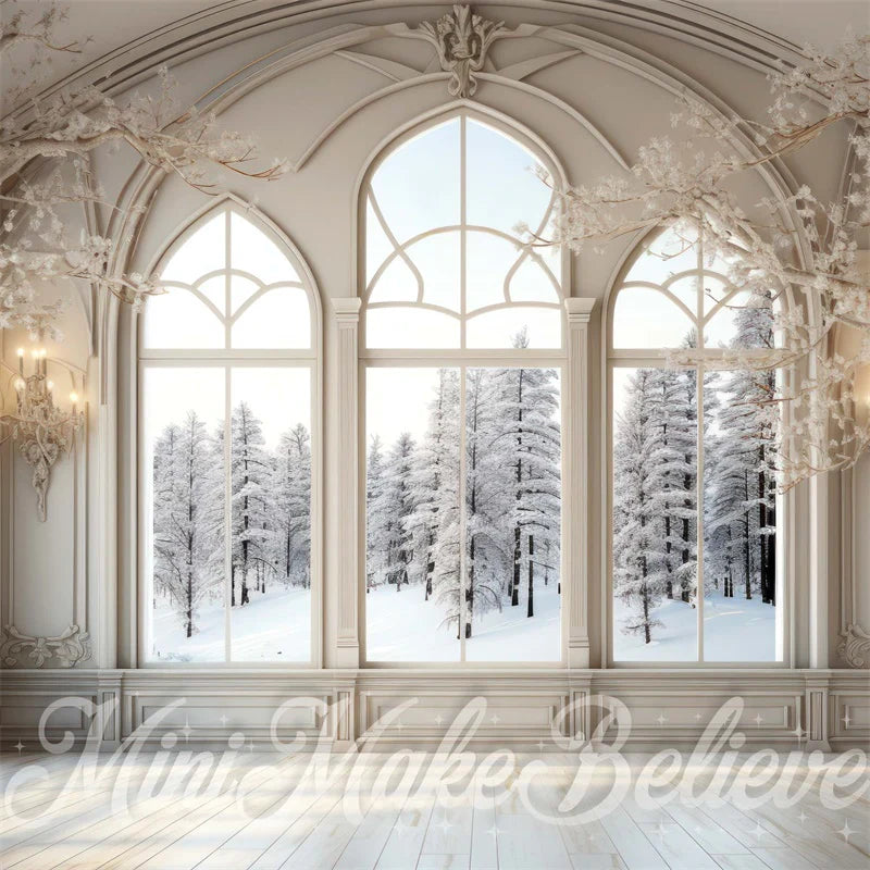Kate Winter Weihnachten weiß gefrostet Luxus Zimmer Fenster Hintergrund von Mini MakeBelieve