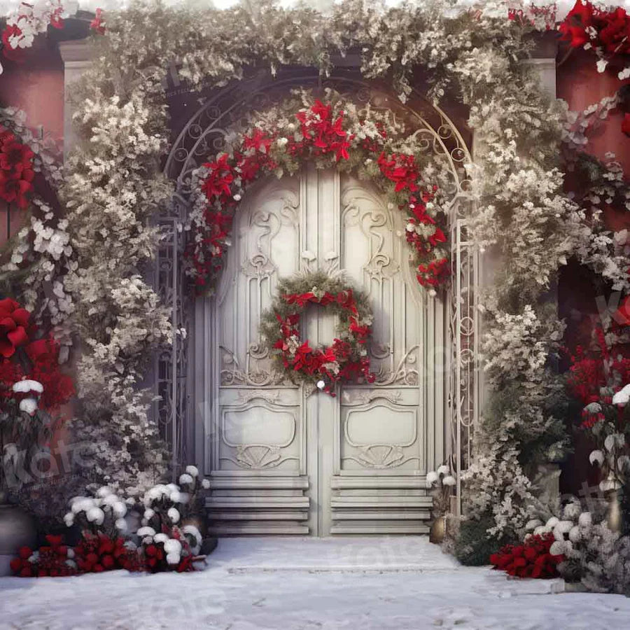 Kate Weihnachten Weiße Tür mit rotem Hintergrund von Chain Photography