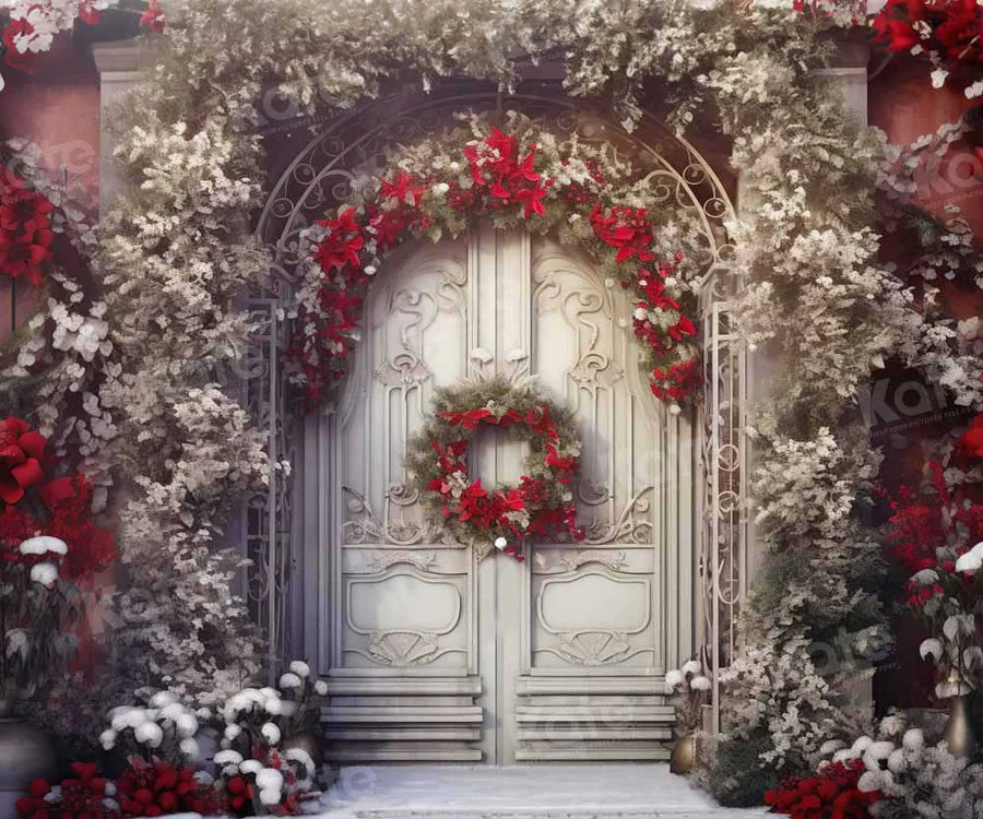 Kate Weihnachten Weiße Tür mit rotem Hintergrund von Chain Photography