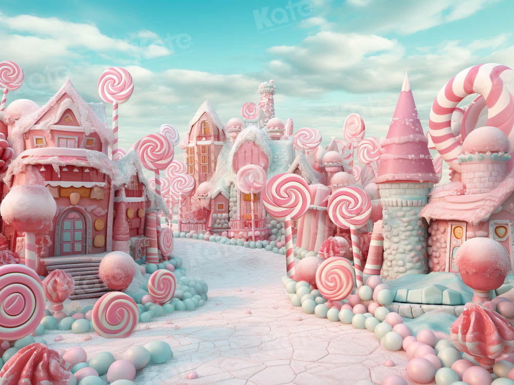 Kate Weihnachten Pink Bonbon Stadt Kulisse Hintergrund Entworfen von Chain Photography