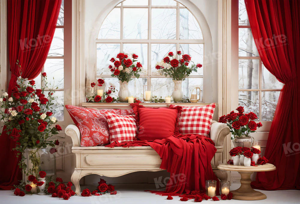 Kate Valentinstag Vintage Sofa Rot Hintergrund für Fotografie