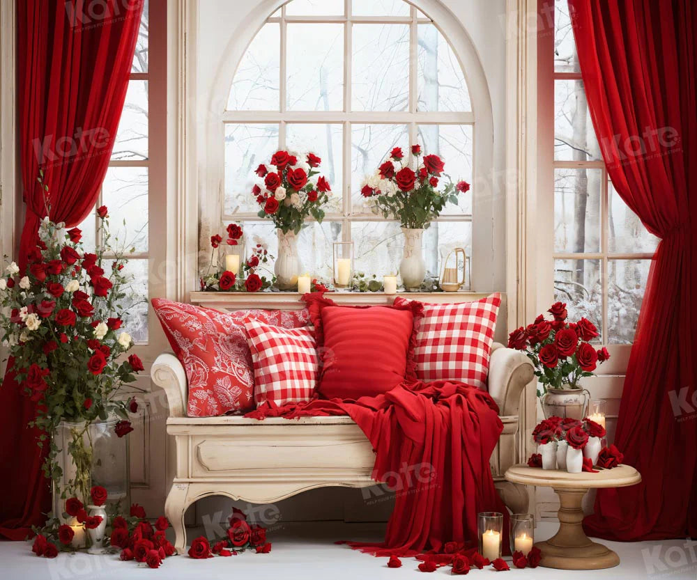 Kate Valentinstag Vintage Sofa Rot Hintergrund für Fotografie
