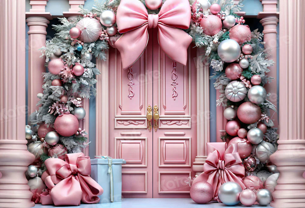 Kate Weihnachten Rosa Tür Bogen Hintergrund für Fotografie - Kate Backdrop.de