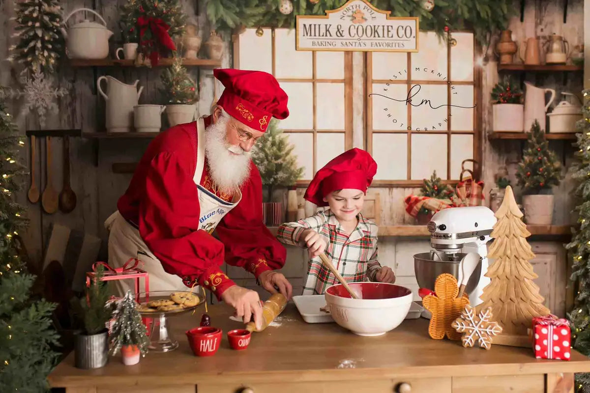 Kate Weiß Weihnachtsküche Fleece Hintergrund Entworfen von Emetselch