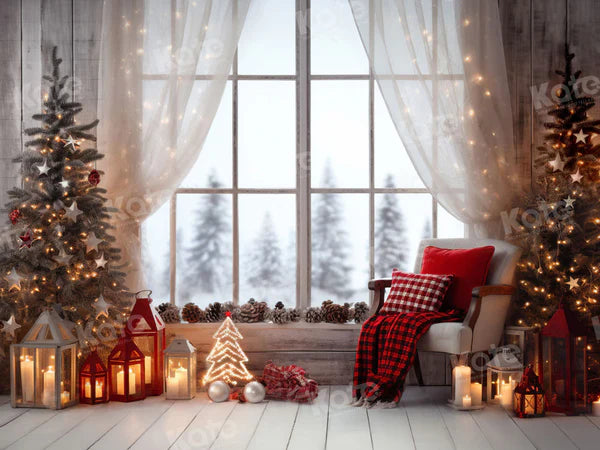 Kate Weihnachten Warmes Zimmer Fenster Baum Hintergrund von Emetselch - Kate Backdrop.de