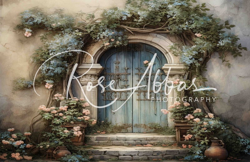 Kate Schöner Frühling Alte Tür mit Blumen Hintergrund von Rose Abbas - Kate Backdrop.de
