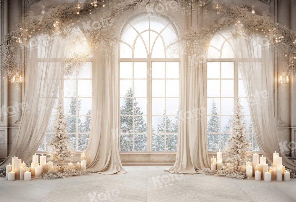 ⚡Blitzangebote #2-Kate Weihnachten Weiß Goldene Fenster Hintergrund - Kate Backdrop.de