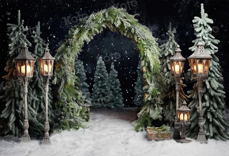 Kate Weihnachten im Freien Bogen Baum Nacht Hintergrund für Fotografie - Kate Backdrop.de