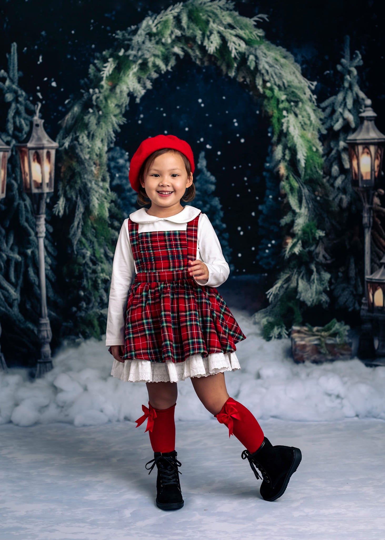 Kate Weihnachten im Freien Bogen Baum Nacht Hintergrund für Fotografie - Kate Backdrop.de