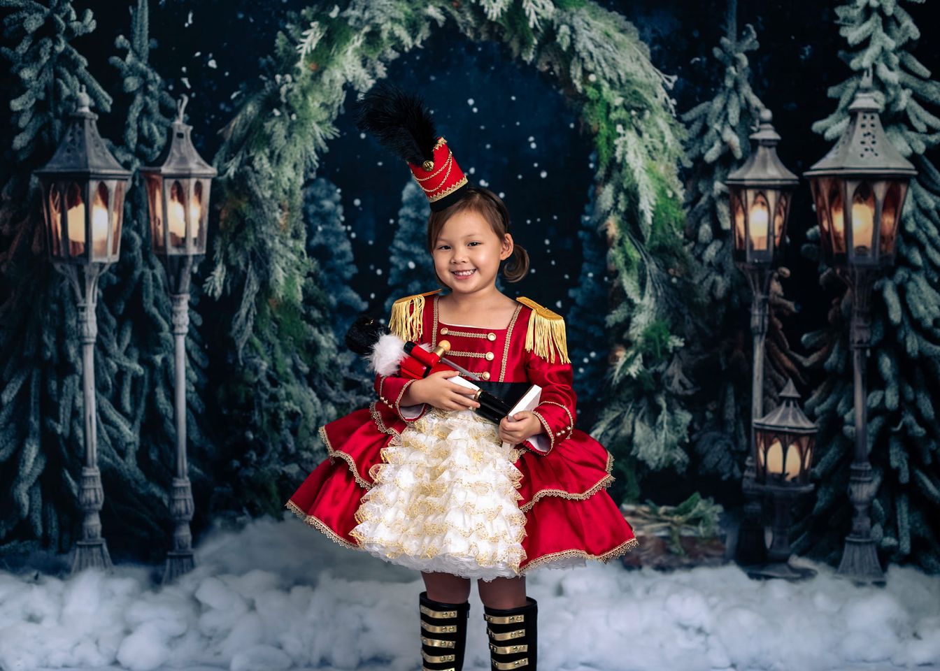 Kate Weihnachten im Freien Bogen Baum Nacht Hintergrund für Fotografie - Kate Backdrop.de