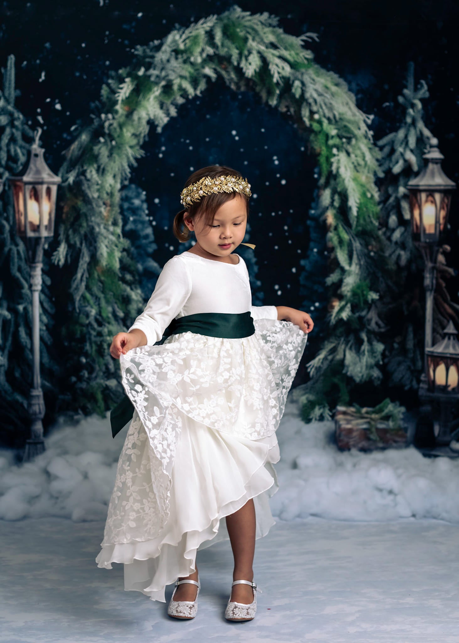 Kate Weihnachten im Freien Bogen Baum Nacht Hintergrund für Fotografie - Kate Backdrop.de