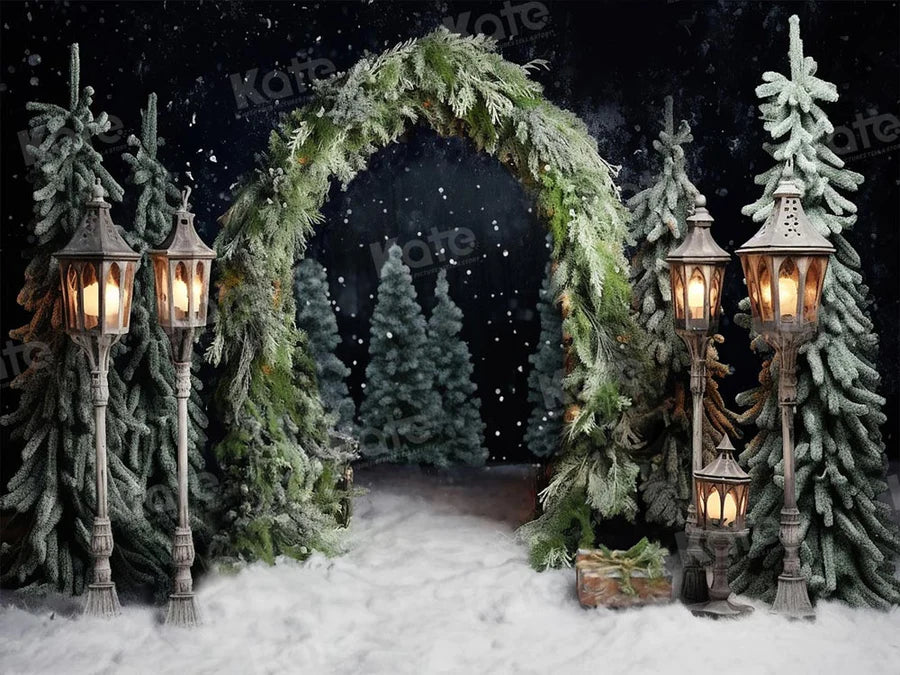 Kate Weihnachten im Freien Bogen Baum Nacht Hintergrund für Fotografie - Kate Backdrop.de