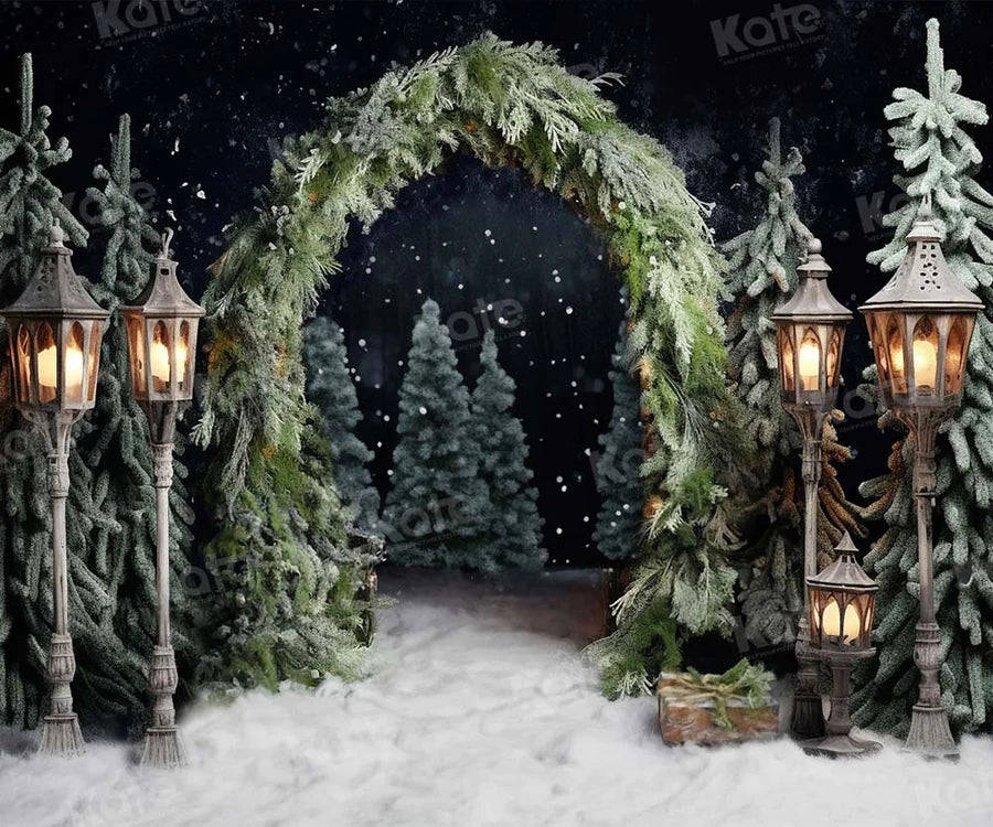 Kate Weihnachten im Freien Bogen Baum Nacht Hintergrund für Fotografie - Kate Backdrop.de