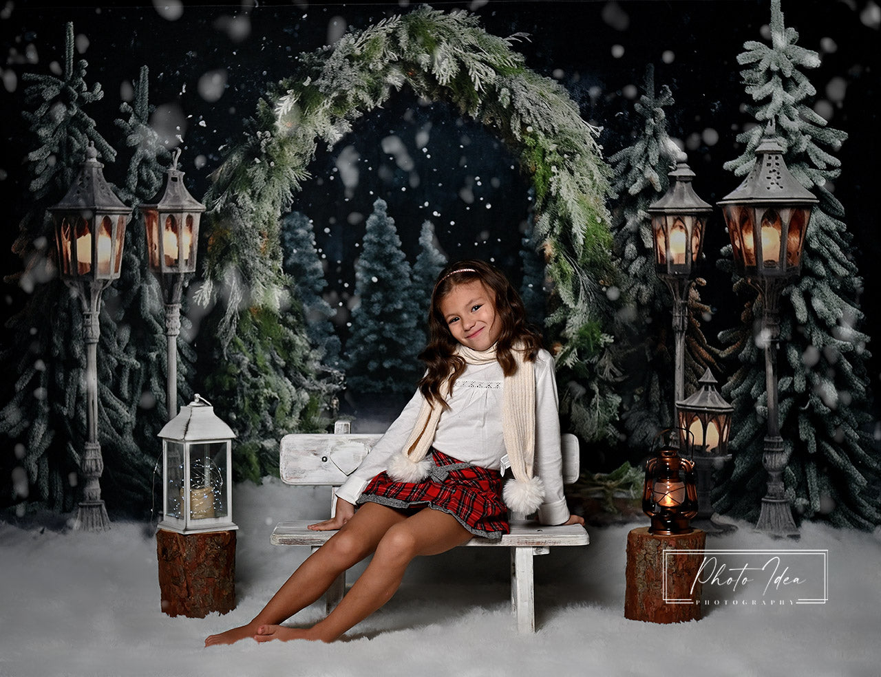 Kate Weihnachten im Freien Bogen Baum Nacht Hintergrund für Fotografie - Kate Backdrop.de