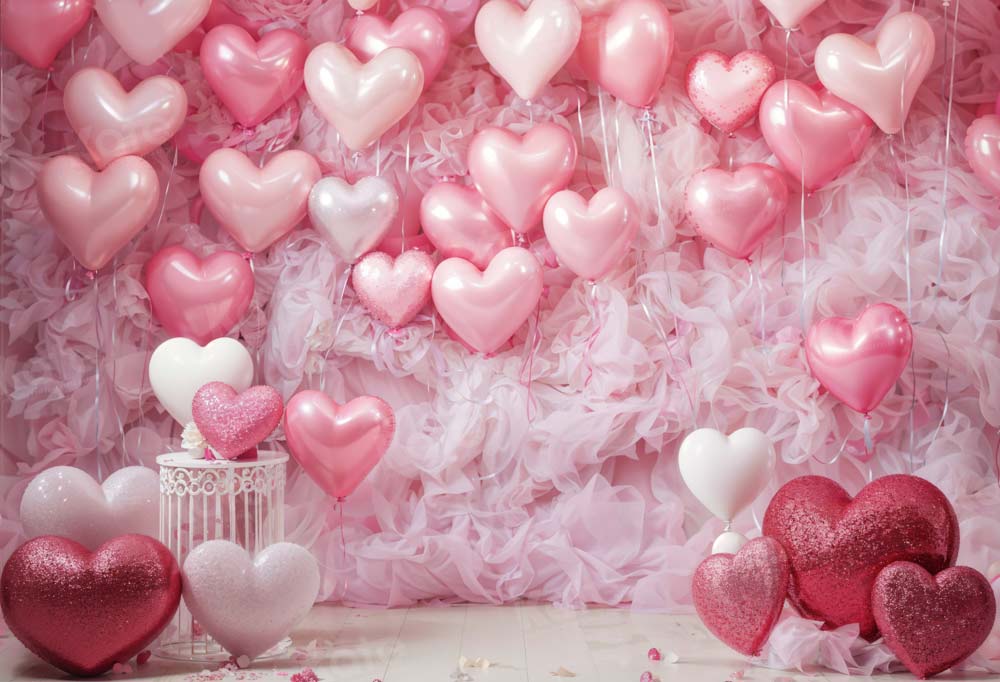 Kate Valentinstag Rosa Liebe Herz Ballon Romantik Fleece Hintergrund Entworfen von Emetselch - Kate Backdrop.de