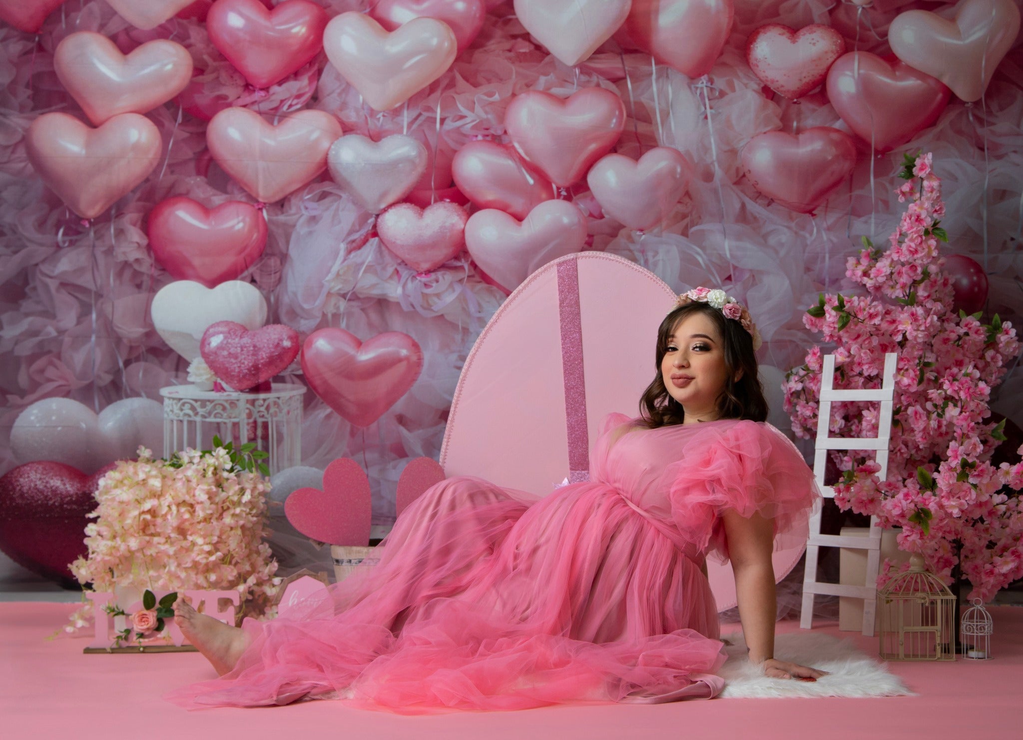Kate Valentinstag Rosa Liebe Herz Ballon Romantische Raum Hintergrund von Emetselch - Kate Backdrop.de
