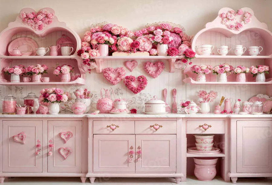Kate Valentinstag Rosa Rose Floral Küche Hintergrund von Emetselch - Kate Backdrop.de